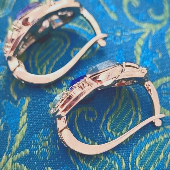 Sapphire Crystal Hoop Earrings - Picture 3 of 7
